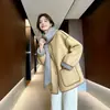 Abrigo de Lana Doble Cara Estilo Coreano Bloque de Color Doble Cara para Mujer Otoño/Invierno Sentido del Diseño Abrigo de Lana de Doble Cara