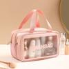 Bolsa Cosmética de PVC, Gran Capacidad, Transparente, Bolsa Cosmética Portátil de Gran Capacidad, Neceser de Viaje, Bolsa de Almacenamiento con Separación Seco y Húmedo