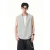 2026 Nuevo Estilo de Verano para Hombre, Top Patchwork con Detalle de Cuadros y Diseño Simple de Cuello en V Profundo, Chaleco sin Mangas Falso de Dos Piezas