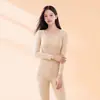 Conjunto de Ropa Interior Térmica Cálida de Lana para Mujer Ropa de Otoño Conjunto de Pantalones de Otoño Temporada de Invierno Capa Base Calefactora Control de Vientre Moldeador Adelgazante Ropa Interior