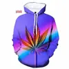 Suéter para Hombre con Capucha Forro Polar Hoja de Marihuana Impresión Digital 3D Sudadera de Planta Moda para Hombre y Mujer Comercio Exterior Transfronterizo