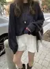 Tallas actualizadas disponibles: Chic coreano otoño nuevo estilo coreano dulce cuello redondo manga larga top de punto para mujer