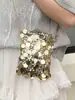 Bolso de Hombro con Cadena de Lentejuelas de Moda Tendencia Bolso Tote Cuadrado Pequeño Bolso Cruzado Casual Versátil Simple para Chicas Calientes