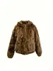 Estilo Caliente de Invierno 2026 Abrigo de Piel Sintética de Conejo para Mujer Holgado con Capucha de Lana de Cordero con Cremallera Admite Personalización y Muestreo