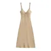 Elegante Elegante Estilo Chica Picante Sexy Costura Encaje Vestido de Tirantes Moda Deseo Puro Nicho Cintura Alta Vestido Línea A para Mujeres