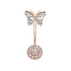 Clavo de ombligo de mariposa europeo y americano transfronterizo anillo de ombligo de mariposa con circonita incrustada de cobre piercing corporal para el ombligo joyería al por mayor