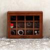 Caja de Almacenamiento de 9 Compartimentos Caja de Joyería de Escritorio Multifuncional Caja de Madera Maciza Madera Vintage Organizador de Escritorio con Cajón