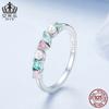 Evelle Sweet Color Costura Zircon Brinco Anel terno s925 Prata Esterlina Anel Aberto Jóias Mulheres Atacado Mulheres