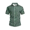 Ropa de Hombre Transfronteriza Europea y Americana Amazon Verano Nuevo Estilo Solapa Rayas Vacaciones Camisa de Manga Corta Camiseta de Manga Corta de Playa para Hombre