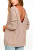 Nuevo Suéter de Comercio Exterior para Mujer Otoño e Invierno 2026, Popular en Aliexpress Estilo Europeo y Americano Sexy Cuello en V Profundo Espalda Descubierta Top de Punto