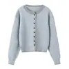 Cárdigan de Punto de Cuello Redondo de Botones Sencillos con Rayas en Bloques de Color Relajado Estilo Coreano Otoño Suelto Adelgazante Suéter Dulce Abrigo