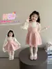 Conjunto de Dos Piezas de Vestido de Lana para Niñas Suéter Base de Dibujos Animados para Bebé Suéter de Punto Niños Pequeños y Medianos Nuevo Conjunto de Vestido de Moda