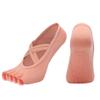 [Venta al por mayor de fábrica] Calcetines de yoga de cinco dedos con doble tira cruzada, calcetines de moda sin espalda para danza, calcetines deportivos para fitness en interiores