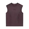 Chaleco sin mangas holgado Yidao Vintage 2026 Verano Nuevo Estilo Retro Americano Estilo Páramo Lavado Desestructurado Bordado para Hombre