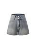 Shorts Jeans Soltos para Mulheres com Design de Botões Duplos, Calça Reta Fluida, Emagrecimento, Adequado para o Dia a Dia, Hot Pants Casuais Estilo Ins