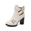 Chegada Nova 2023 Fivela de Cinto Cavaleiro Fivela para Botas Femininas Botas de Moda Salto Alto Grosso Botas de Cano Curto 32-50 Botas de Comércio Exterior