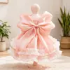 Ropa para Mascotas Verano Vestido con Lazo Grande Estilo Princesa Delgada Transpirable Ropa para Gato y Perro