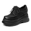 Zapatos Pequeños de Cuero Estilo Británico para Mujer, Zapatos de Plataforma de Suela Gruesa, Zapatos de Tacón Único Retro Versátiles de 10 cm para Mujer