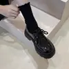 Sapatos de Couro com Solado Grosso Estilo Britânico para Mulheres 2026 Nova Primavera Versátil Pretos Loafers JK Sapatos Plataforma Tendência Ins