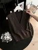 Chaleco de punto con cuello en V para mujer, estilo europeo, suéter base, otoño/invierno 2026