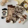 Calcetines de Peluche Estilo Caricatura Japonesa para Mujer, Nuevos Calcetines de Media Pantorrilla para Mujer Otoño e Invierno, Calcetines Largos de Caricatura Anime de Moda para Hombre