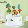 Adorno para Pastel de Árbol del Bosque Tarjeta para Pastel de Árbol de Navidad Adorno de Hierba Artificial Manzano Decorativo Adorno para Pastel de Árbol