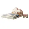 Cama Infantil para Niña Cama Rosa de Princesa Colgante Entorno de Apartamento Pequeño Cama de Piel Ecológica Cama Doble Nube Cama Suave Muebles