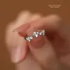 Anillo de Lluvia de Meteoros Coreano para Mujer Plata de Ley S999 Lujo Accesible Versátil Anillo de Zirconia Estrella Anillo Ajustable de Plata Pura para Dedo Índice