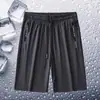 Bermuda de Trabalho Masculina Verão 2025 Novo Estilo Casual Esportiva Fina Secagem Rápida Seda de Gelo Calça de Cinco Pontos Calça Masculina de Comprimento Médio