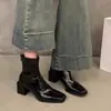 Botines gruesos de tacón cuadrado para mujer, botas nuevas de otoño, botas estilo británico Martin, botas estrechas de nicho nuevas