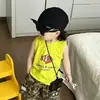 Conjunto de Colete para Meninos Verão 2026 Novo Desenho Dopamina Top Fino Bebê Super Legal Shorts Estilo Rua Tendência