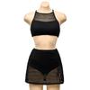 Falda de Malla Transparente con Cortes Sexy Estilo Lujoso Pura Pasión Traje de Baño Bikini Dividido Traje de Baño Sexy para Mujer de Vacaciones