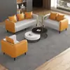 Sofá Sala de Estar Apartamento Pequeño Salón de Billar Apartamento de Hotel Moderno Minimalista Barbería Habitación de Alquiler Sofá de Cuero sin Lavado