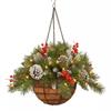 Cesta colgante de césped y flores transfronteriza, cesta de flores de simulación, decoración colgante de Navidad, Acción de Gracias, verano e invierno, para puertas y ventanas, corona colgante