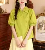 Camisa casual de diseñador, nuevo estilo verano 2026, top delgado de nicho, versión coreana, versátil, holgado y cómodo, de manga corta para mujer