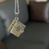 Collar de Acero de Titanio, Popular en Europa y América, Collar con Forma de Libro de Carta de Amor Grabada, Collar con Forma de Sobre de Carta de Amor Abrible, Cadena para Clavícula