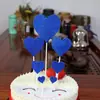 Decoração criativa de bolo bandeira de amor palito de dente cartão plug-in brilhante cartão de bolo de aniversário 7 conjuntos