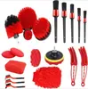 Popular Conjunto Vermelho de 8 Peças de Escova para Limpeza Interna de Pneus de Carro Escova para Furadeira para Limpeza Eficiente no Carro e em Casa