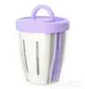 Taza Azul para Desayuno y Ensalada de Frutas con Tenedor para Picnic, de Aspecto Elegante y Casual, con Doble Capa Drenante