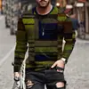 Nueva camiseta de pulóver casual para hombre de estilo europeo y americano, cuello redondo, manga larga, impresión 3D, corte ajustado, para comercio transfronterizo