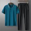 Diyu Shenlong Conjunto Casual Masculino Verão Novo Seda Gelada Manga Curta Camisa Polo Calça Secagem Rápida Roupa Esportiva Conjunto de Duas Peças