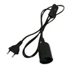 Enchufe estándar europeo 303 con interruptor y casquillo de lámpara de rosca E27, cable de lámpara de escritorio, cable de suspensión, cable negro, cable de alimentación de lámpara de bombilla