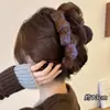 Accesorio para el cabello de pinza de tiburón marrón, de bajo volumen, esponjoso, para peinado semi-recogido, pinza grande de oso para el cabello, pinza de garra con orejas de gato y borla elegante para mujer