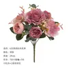 Flor artificial de peonía con núcleo de hortensia retro europea, ramo de simulación, venta al por mayor, decoración de escalera de boda, flor artificial, flor de seda