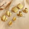 Pendientes de acero inoxidable de oro de 18 quilates con textura geométrica y personalidad exagerada para mujer.