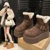Botas de nieve tipo Birkenstock con plataforma, que aumentan la altura, para mujer, nueva colección de invierno 2026, forradas de felpa, cálidas y adecuadas para climas fríos