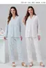 Novo Cardigã de Outono e Inverno Roupão Simples Confortável Algodão Floral Camisola Conjunto de Calça Longa e Manga Longa Atacado para Exportação