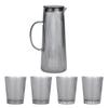Venta al por mayor de fábrica traje de juego de vasos de vidrio con patrón vertical japonés botella de agua fría para el hogar botella de agua fría resistente a altas temperaturas botella de agua de gran capacidad