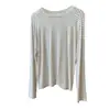 ¡Acetato + Tencel + Lana de Oveja! ¡Súper suave y flexible! Camiseta de manga larga adelgazante y versátil para mujer, nueva para otoño de 2025