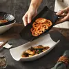 Plato Cerámico Japonés Plato para Fondue Plato de Bolas de Res Plato Rectangular Plato para Barbacoa Plato de Vajilla para el Hogar Plato para Sushi Plato para Barbacoa